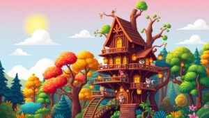 Whimsical Treehouse Adventure – free AI stock image