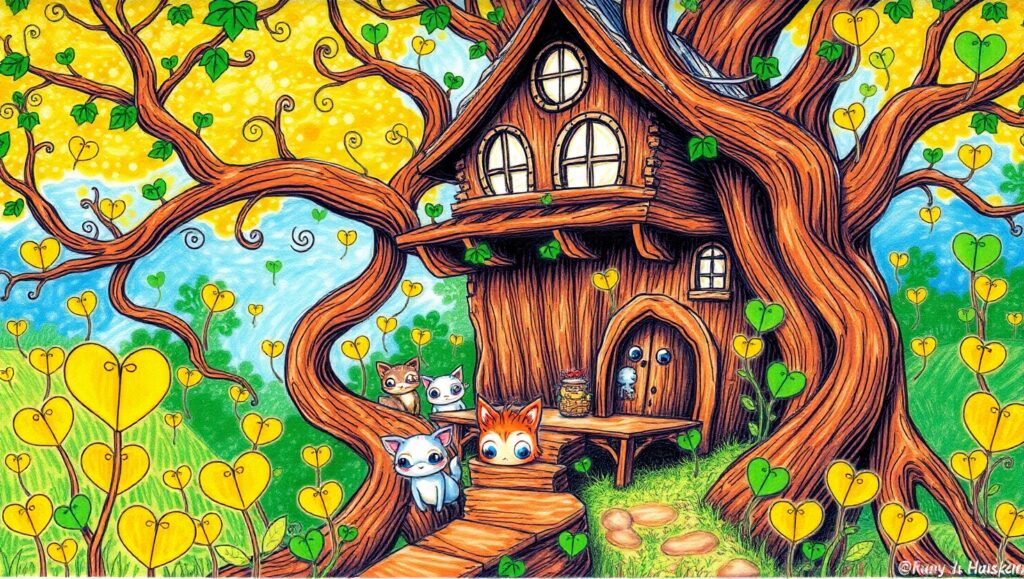 Whimsical Treehouse in a Forest – free AI stock image