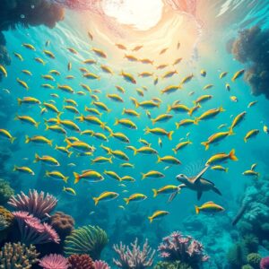 Whimsical Underwater Animation with Colorful Fish – free AI stock image