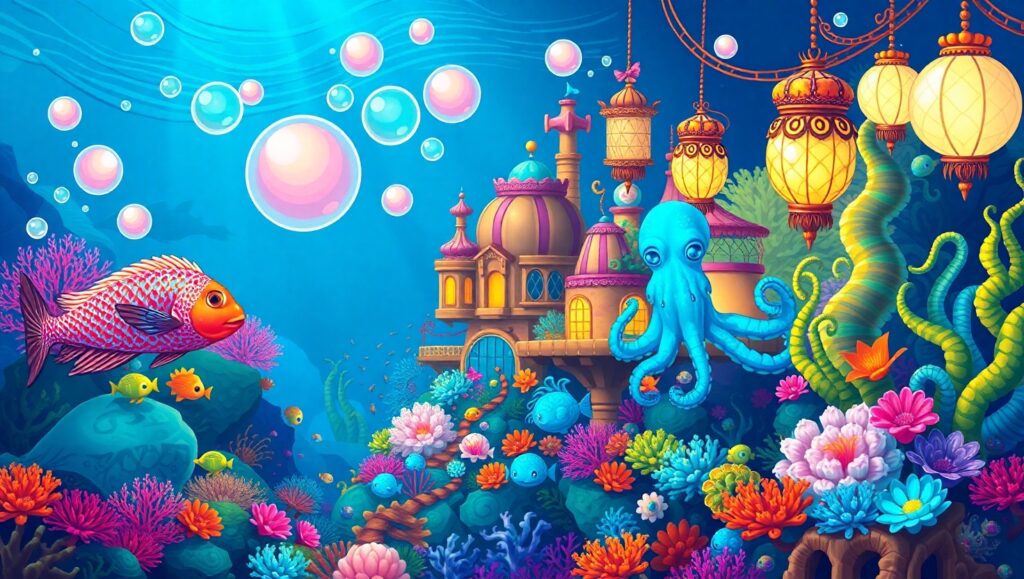Whimsical Underwater City Adventure – free AI stock image