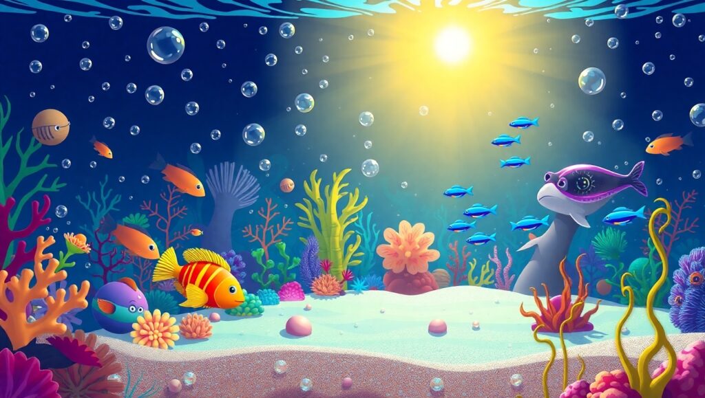 Whimsical Underwater Cityscape – free AI stock image