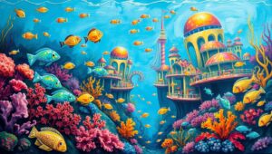 Whimsical Underwater Cityscape KG0 – free AI stock image