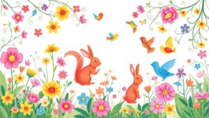 Whimsical Vector Garden Illustration – free AI stock image