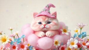 Whimsical Wizard Cat in – free AI stock image