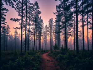 Whispering Pines Under a Twilight Sky – free AI stock image