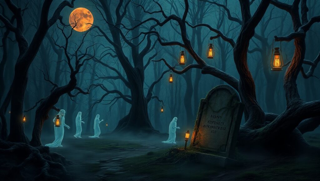Whispers in the Haunted Forest – free AI stock image