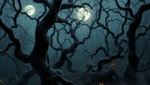 Whispers in the Haunted Forest – free AI stock image