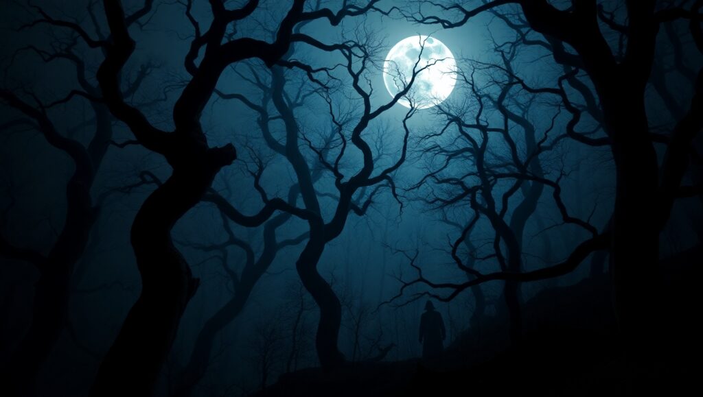 Whispers in the Haunted Woods – free AI stock image