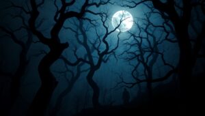 Whispers in the Haunted Woods – free AI stock image