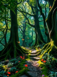 Whispers of Green in the Enchanted Forest – free AI stock image