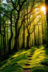 Whispers of Light in the Enchanted Forest – free AI stock image