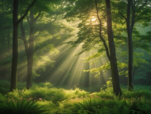 Whispers of Serenity in a Calm Forest – free AI stock image
