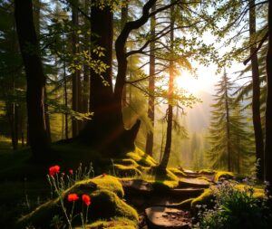 Whispers of the Forest at Dawn – free AI stock image
