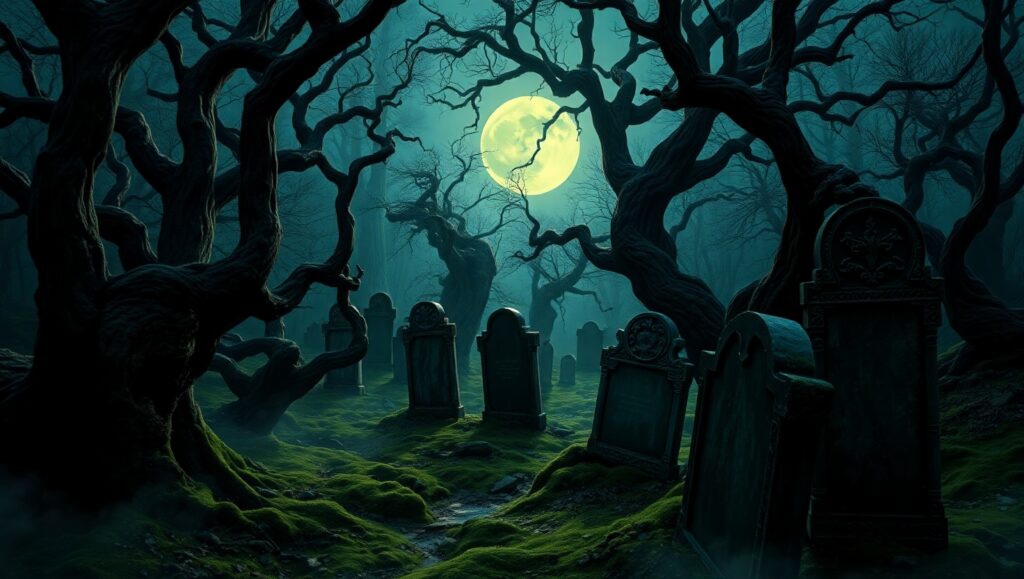 Whispers of the Haunted Forest – free AI stock image