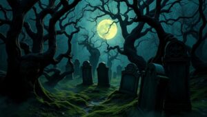 Whispers of the Haunted Forest – free AI stock image