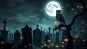 Whispers of the Moonlit Graveyard – free AI stock image
