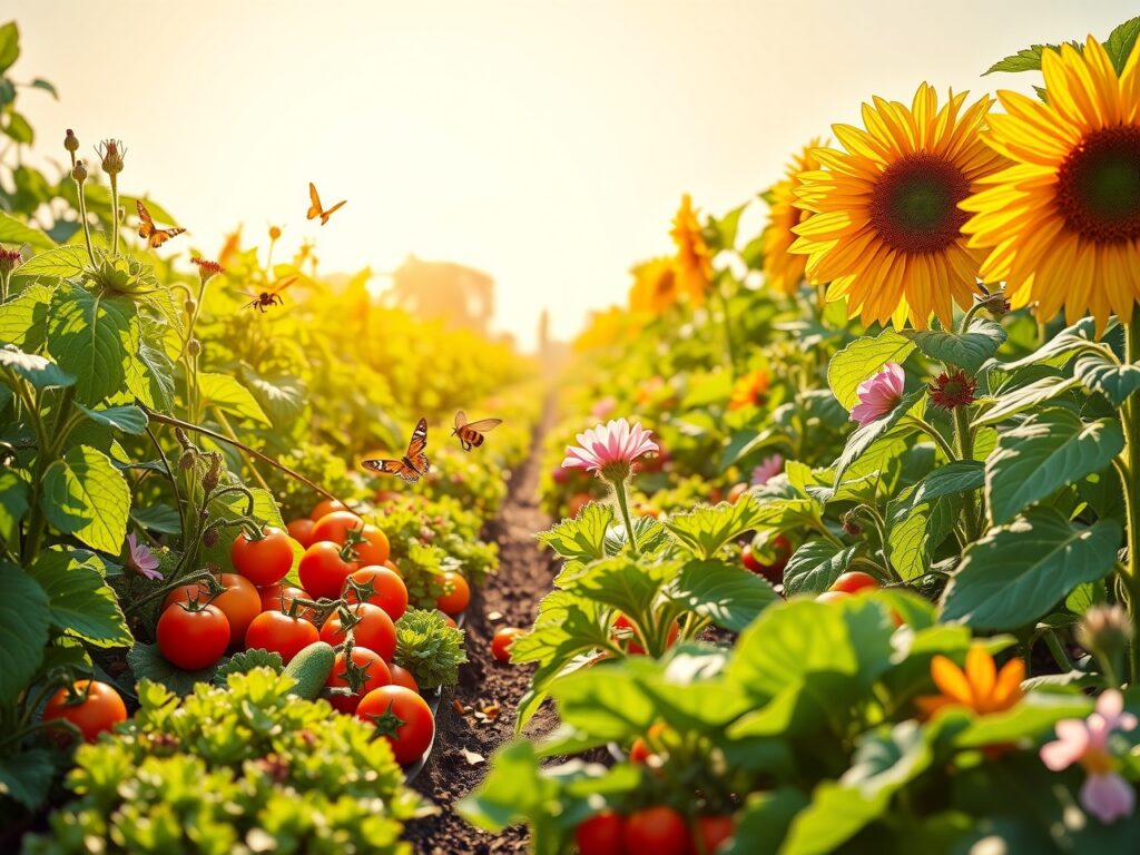 Wholesome Vegetable Garden Under Bright Sunlight – free AI stock image