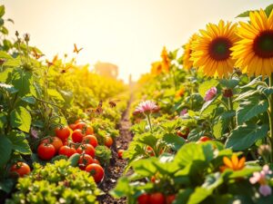 Wholesome Vegetable Garden Under Bright Sunlight – free AI stock image