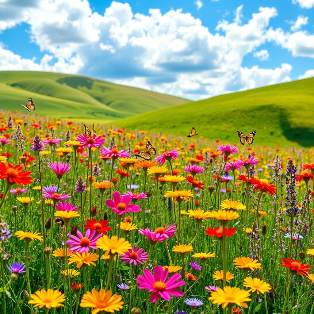 Wildflowers Blooming in a Serene Meadow – free AI stock image