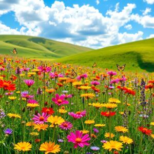 Wildflowers Blooming in a Serene Meadow – free AI stock image