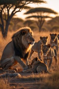 Wildlife Photographer Captures Majestic Lions – free AI stock image