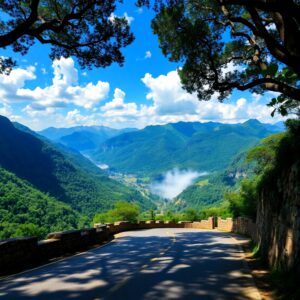 Winding Road Through Lush Green Mountains – free AI stock image