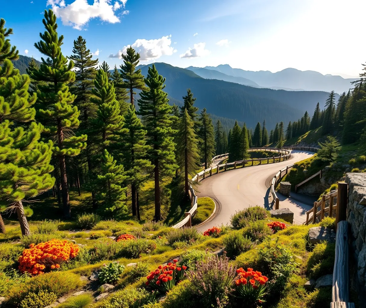 Winding Road Through Lush Mountain Pass
