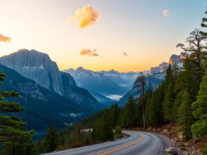 Winding Road Through Majestic Mountains – free AI stock image