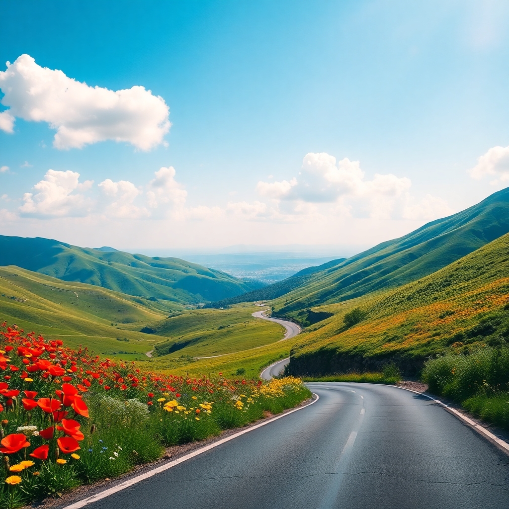 Winding Roads Through Colorful Mountain Valleys – free AI stock image