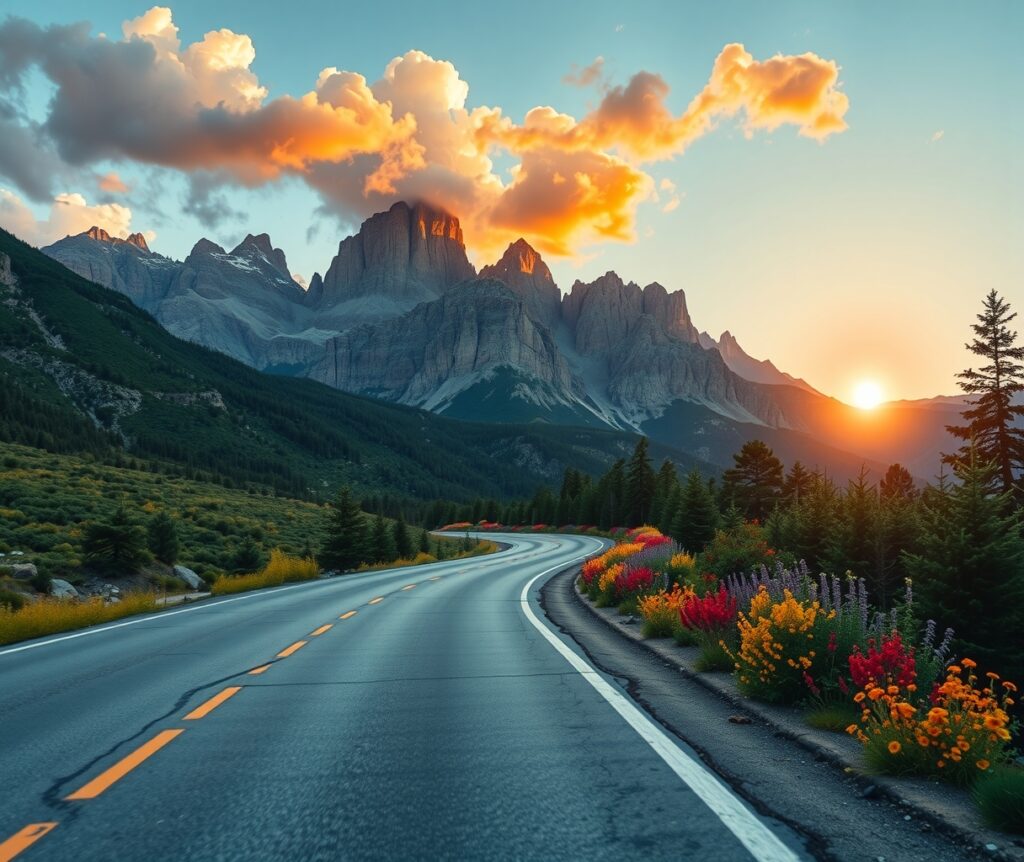 Winding Roads Through Majestic Mountain Landscapes – free AI stock image