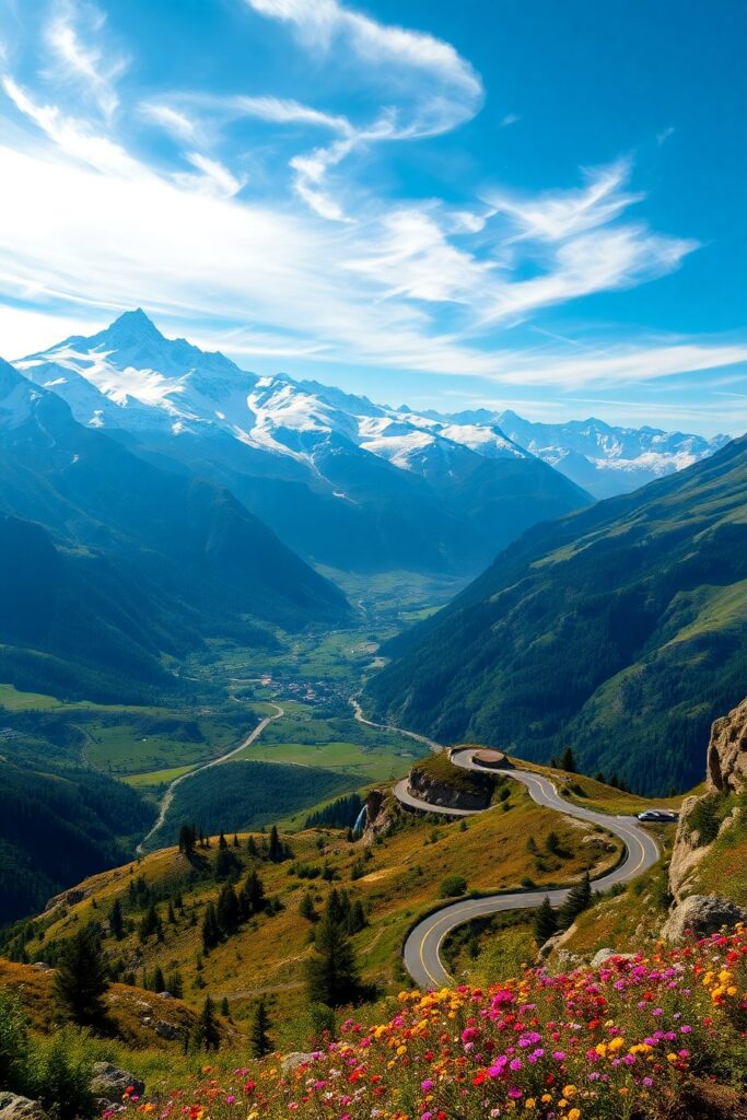 Winding Roads Through Majestic Mountain Passes – free AI stock image
