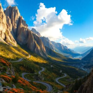 Winding Roads Through Serene Mountain Landscapes – free AI stock image