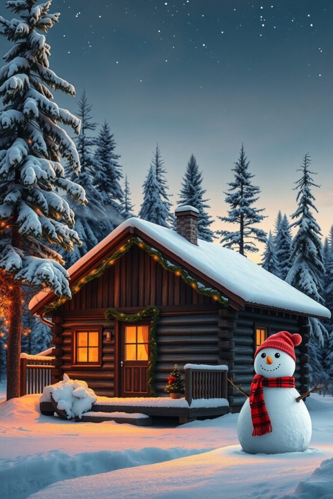 Winter Cabin Retreat During Holiday Season – free AI stock image