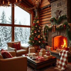 Winter Holiday Celebrations in a Cozy Cabin – free AI stock image