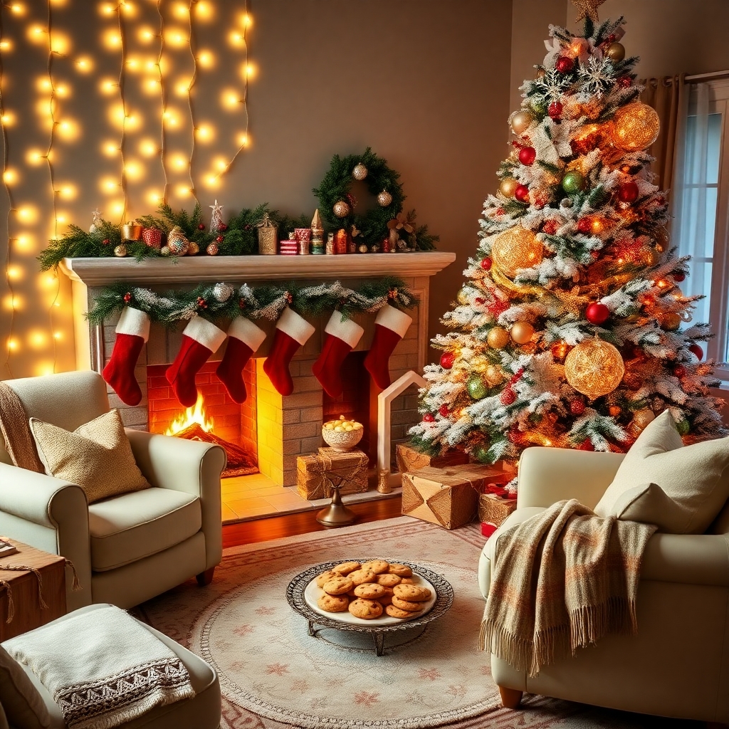 Winter Holiday Decorations and Festive Lights – free AI stock image