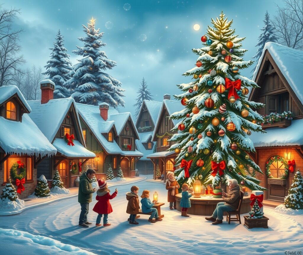 Winter Wonderland: Holiday Celebration Scene – free AI stock image