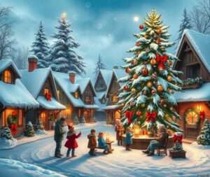 Winter Wonderland: Holiday Celebration Scene – free AI stock image