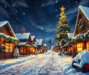 Winter Wonderland Holiday Celebration with Lights – free AI stock image