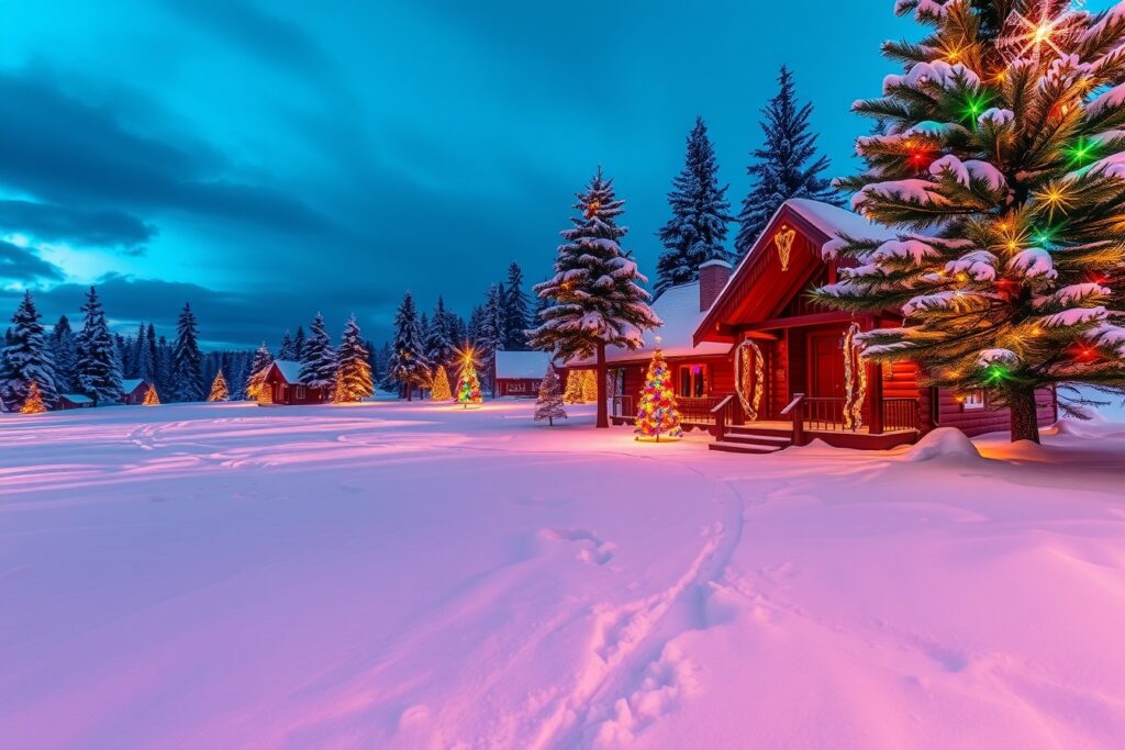 Winter Wonderland with Festive Decorations – free AI stock image