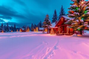 Winter Wonderland with Festive Decorations – free AI stock image
