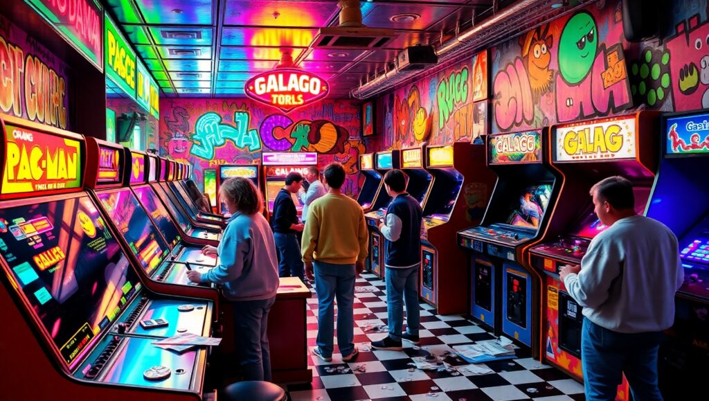 1980s Arcade Adventure Scene – free AI stock image