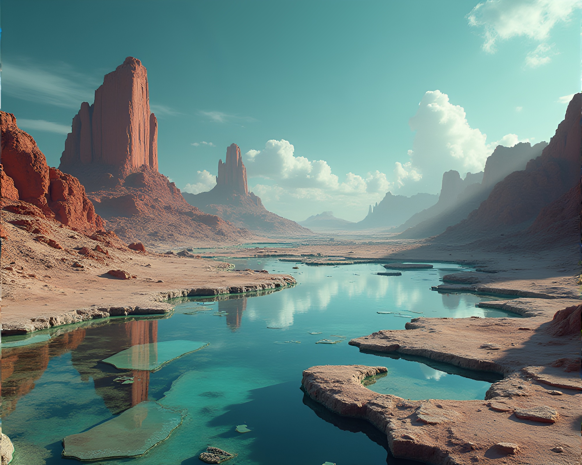 Surreal Glass Shard Desert Mirage Landscape – free AI stock image