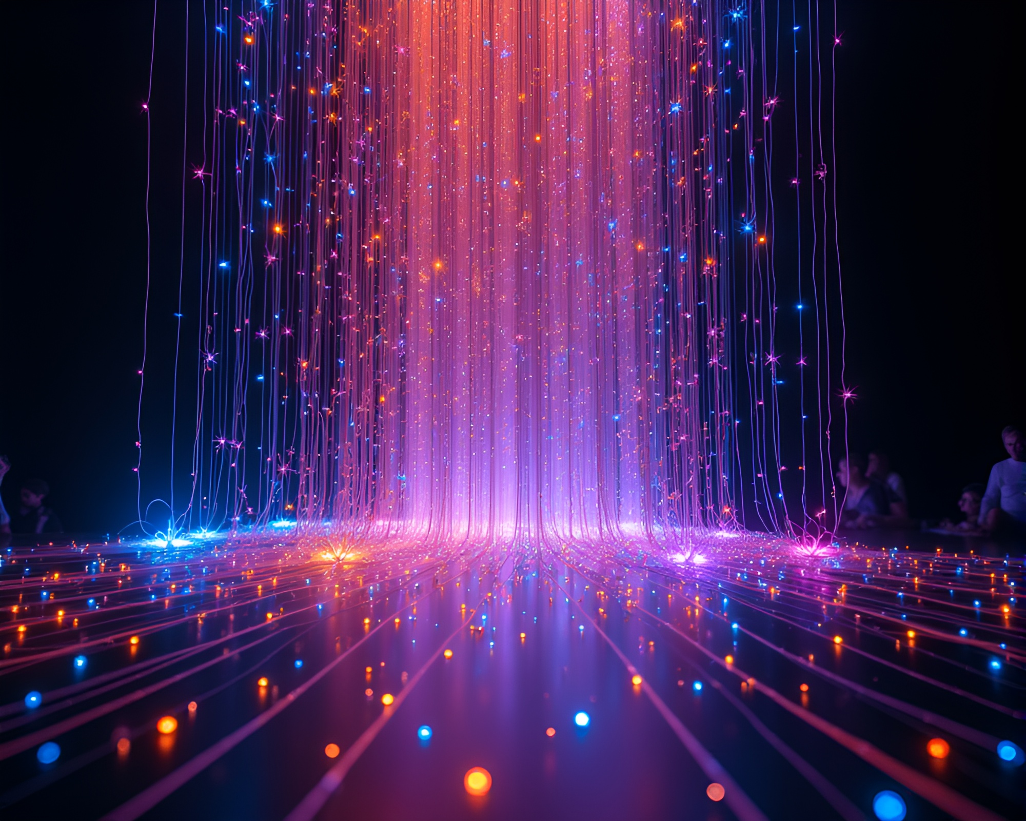 Cosmic String Tapestry Bioluminescent Kinetic Sculpture Mesmerizing Display – free AI stock image
