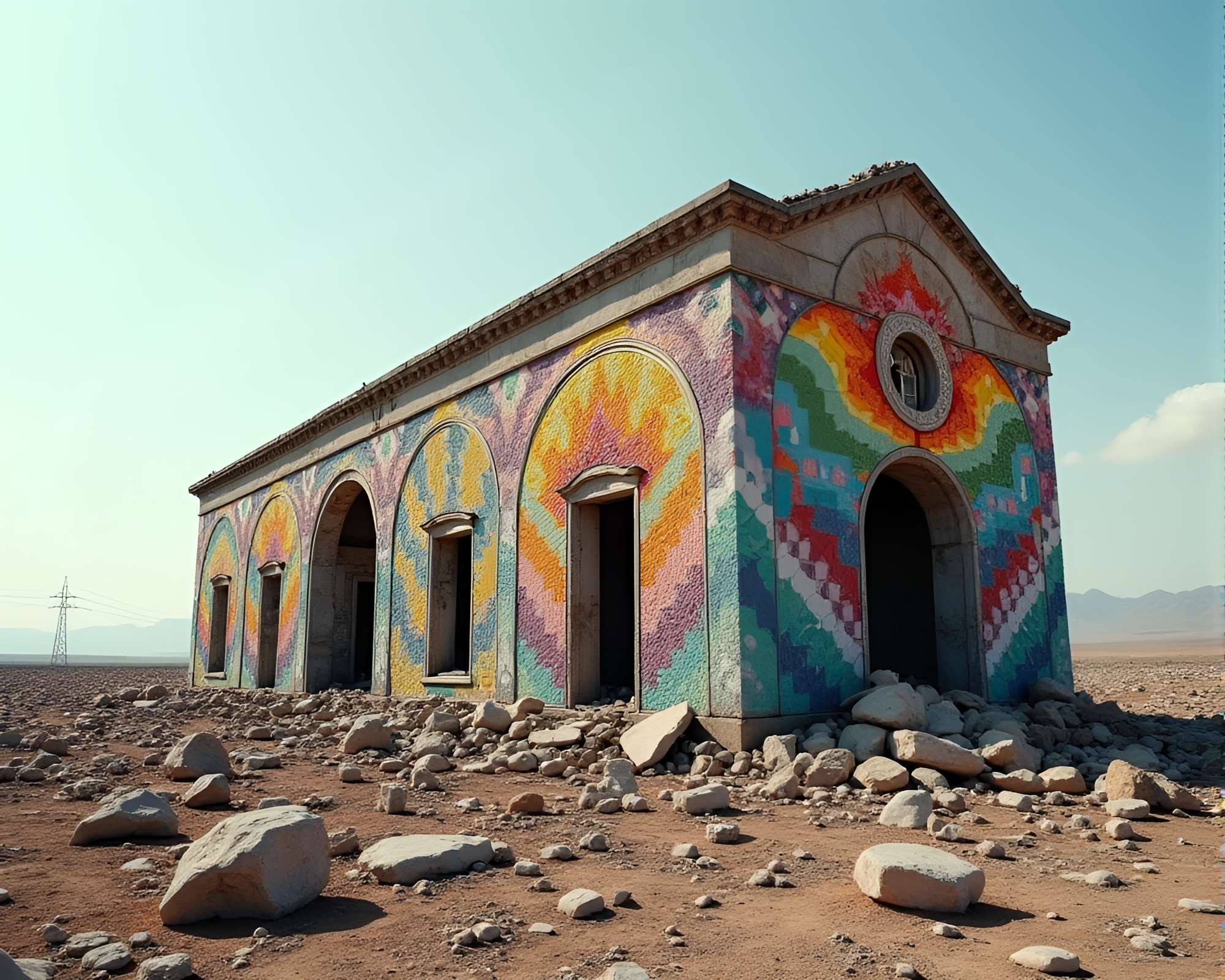 Vibrant Mosaic Symbolizing Hope in Wasteland Ruins – free AI stock image