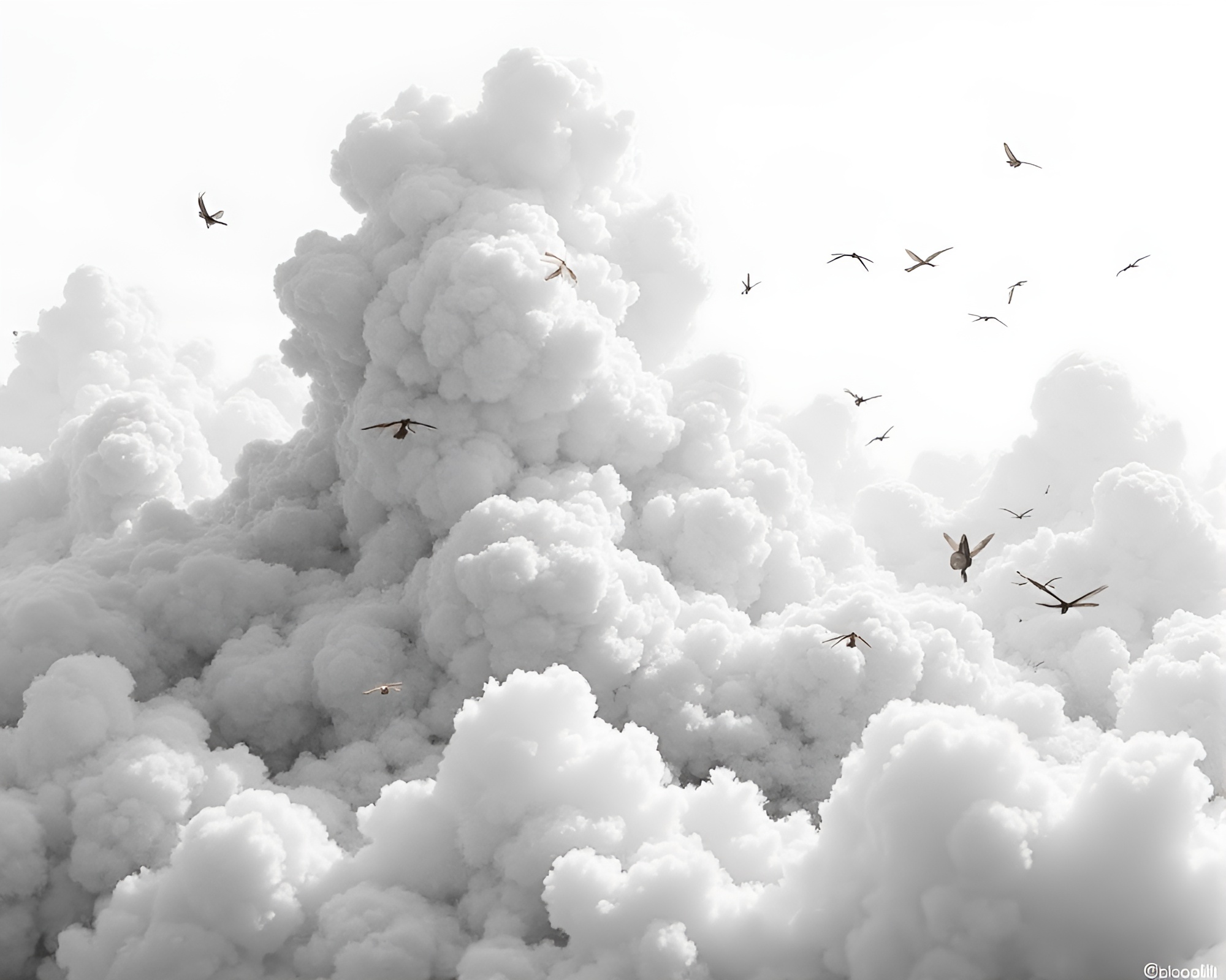Ethereal Cloudscape: Sketch of Fantasy Landscape in Charcoal – free AI stock image