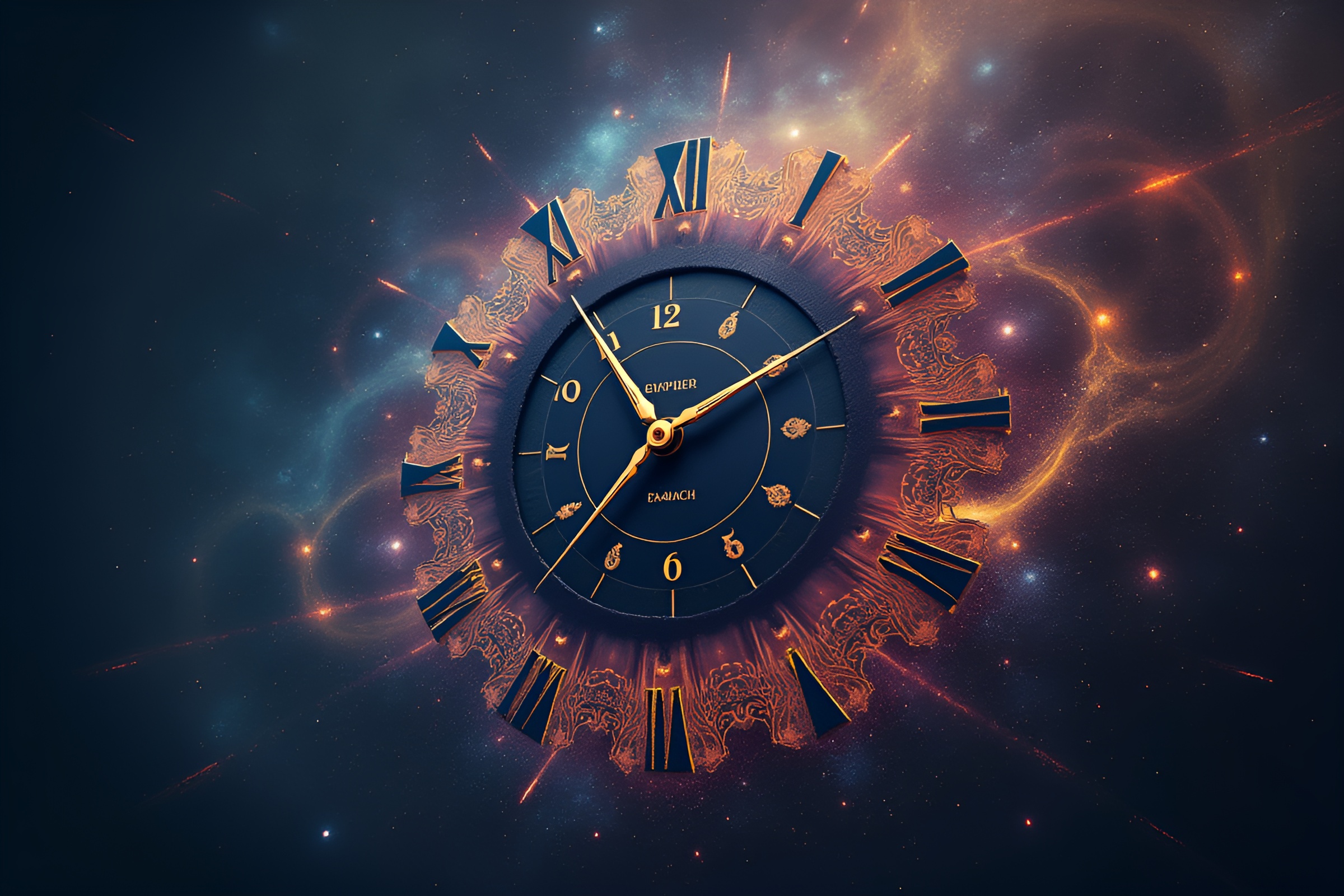 Cosmic Clock: Artistic Interpretation of Time – free AI stock image