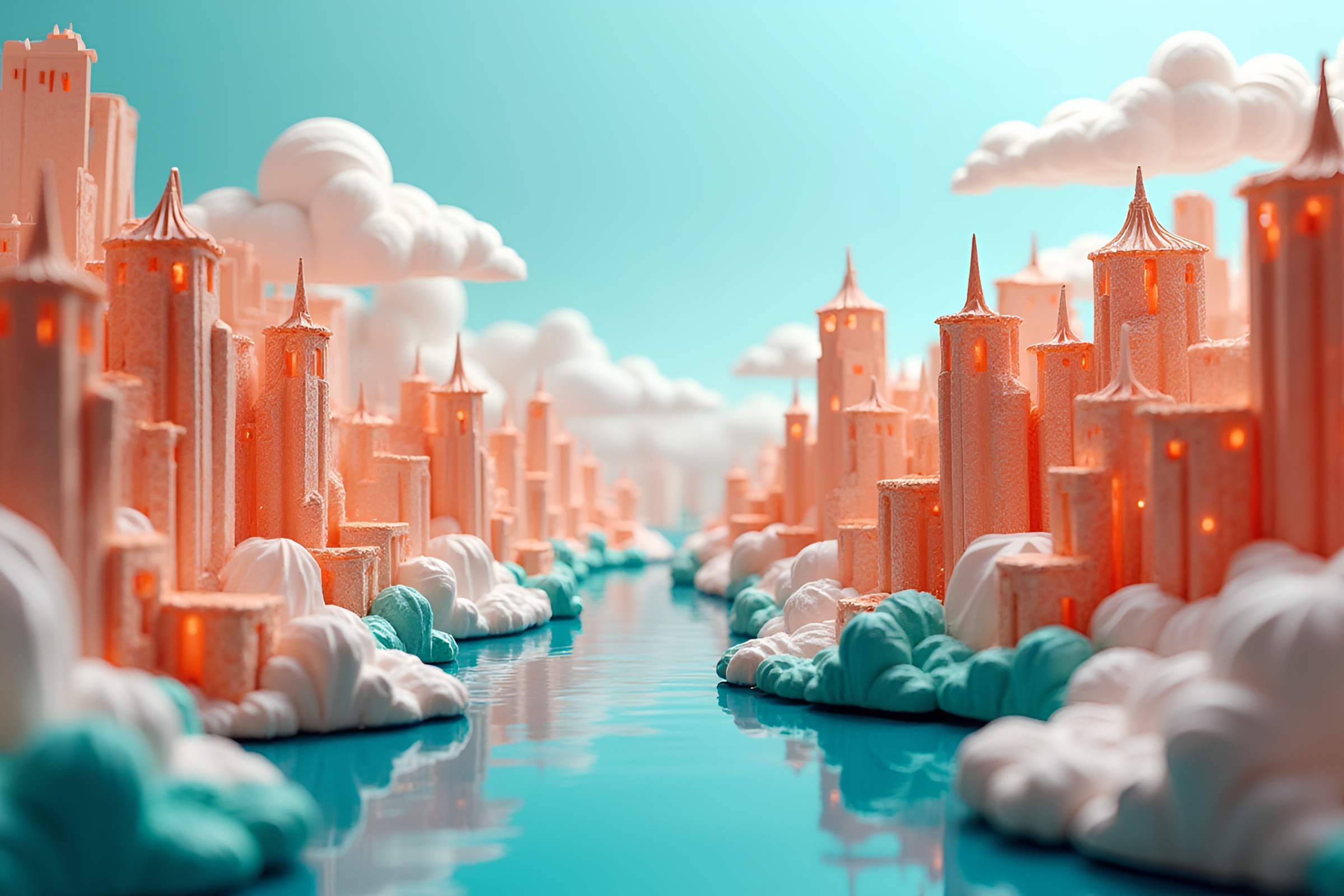 Origami Floating City with Art Deco Architecture – free AI stock image