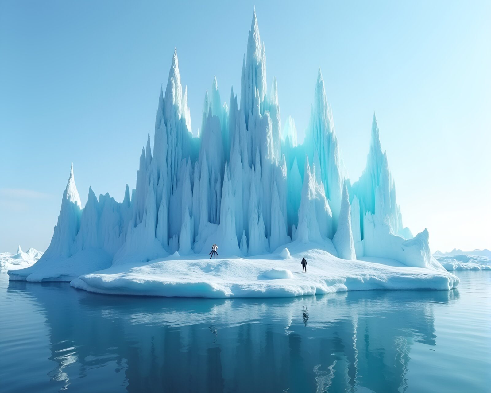 Breathtaking iceberg formation resembling a cathedral with fashionable touches