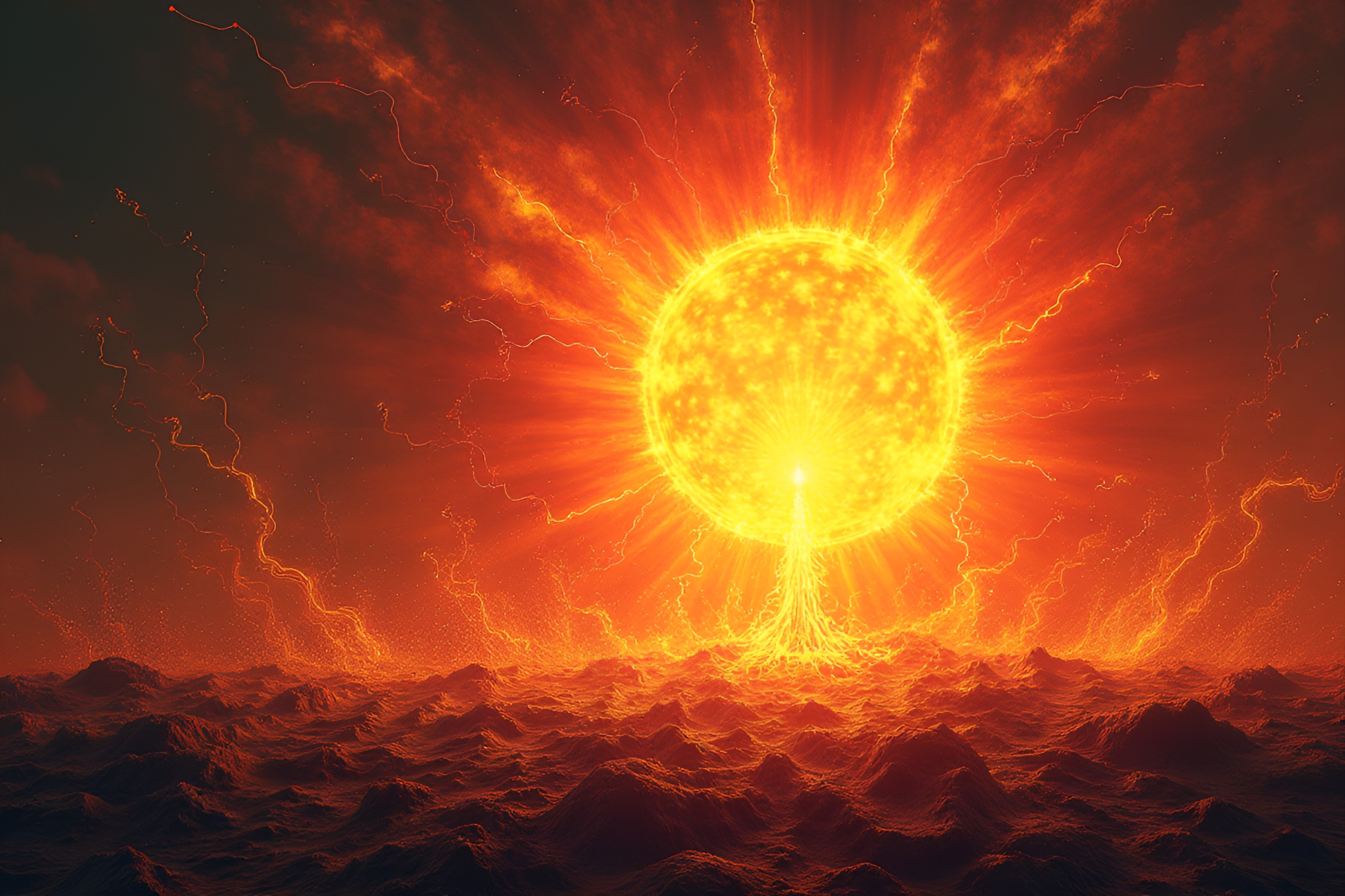 Vibrant Solar Flare Abstract Art Illumination – free AI stock image