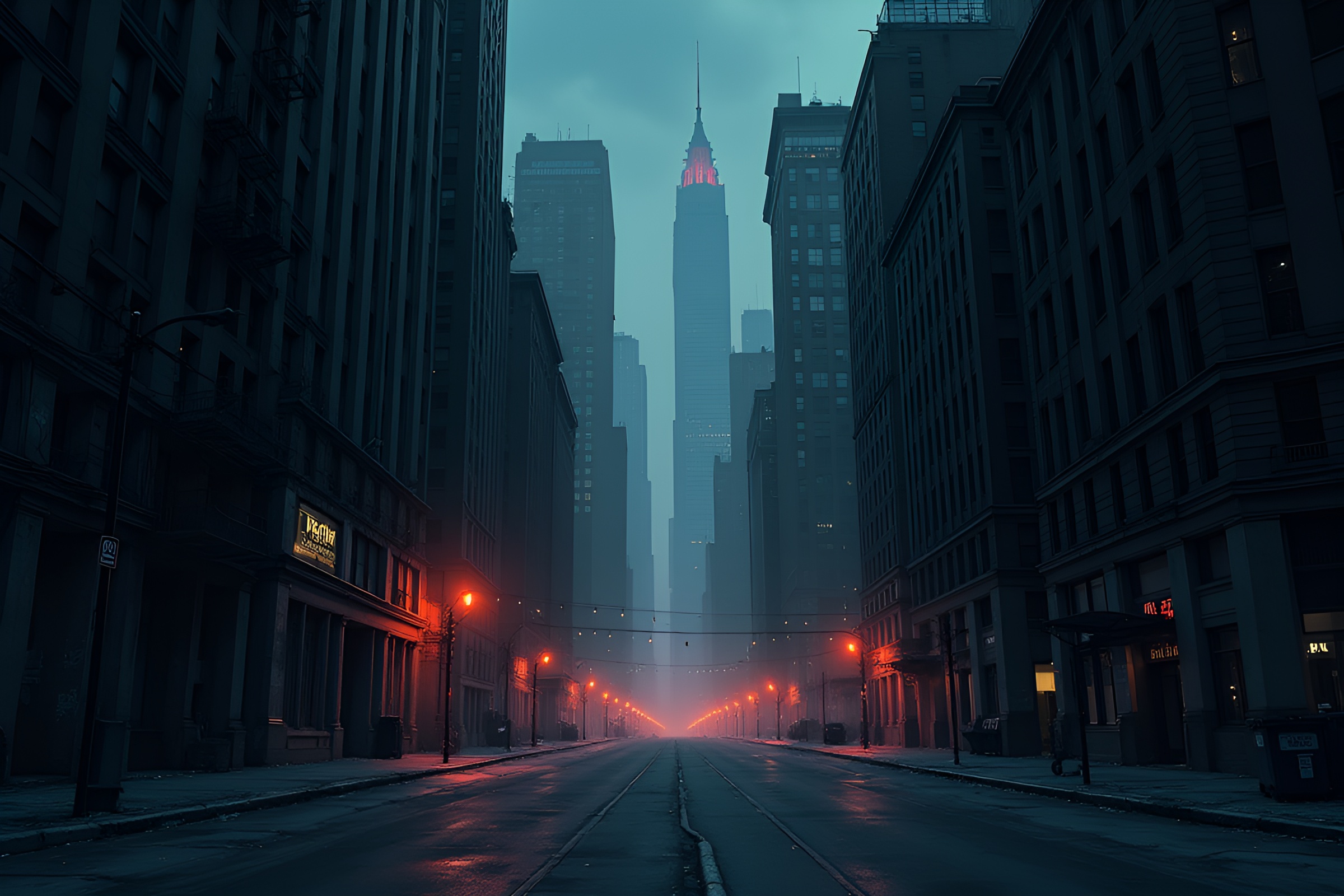 Ominous Cityscape: Dark and Gritty Illustration – free AI stock image